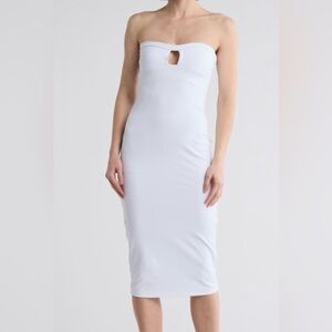 Susana Monaco White Midi Bodycon Dress with Cutout- NWT